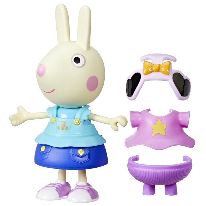 Figurina Peppa Pig - Iepurasul Rebecca, cu accesorii vestimentare, 15 cm