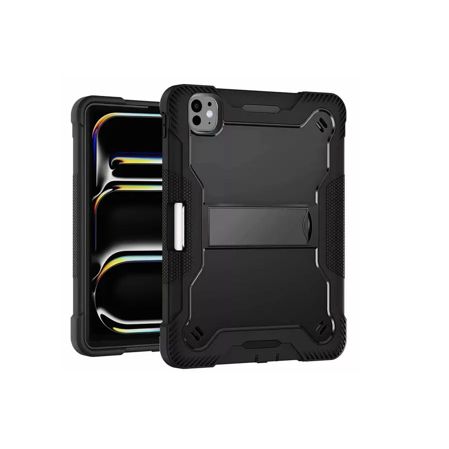Husa Cu Grad Ridicat de Protectie pentru iPad Pro 11 2024 + Folie, Tuds Shield, Rugged TabShell, Q73, Hard Plastic, Intense Dark