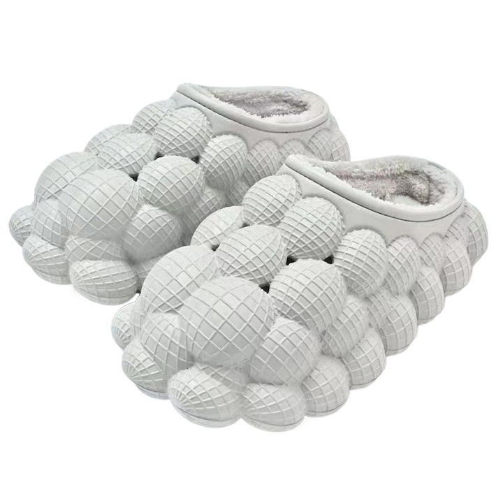 Slapi cu blana pentru barbati si femei, gri, Gri, 41-42