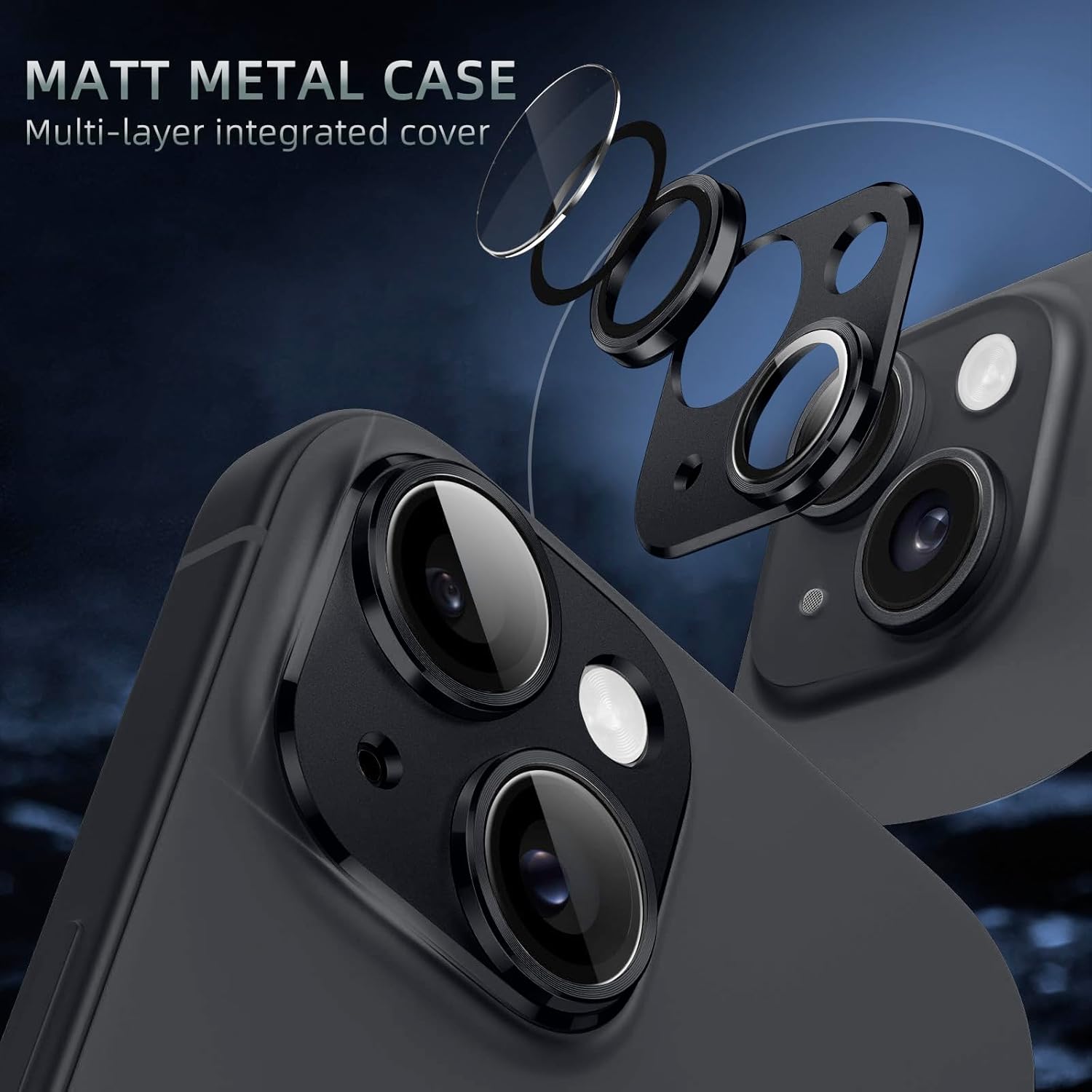 Carcasa Metalica Mata cu Folie din Sticla Securizata pentru Protectia Camerelor Foto, Compatibil iPhone 15 si iPhone 15 Plus, Green