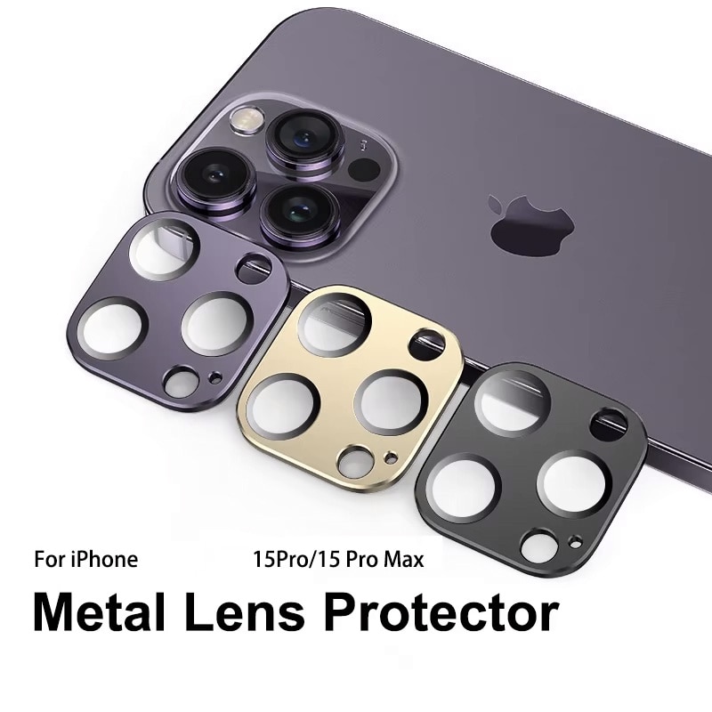 Carcasa Metalica Mata cu Folie din Sticla Securizata pentru Protectia Camerelor Foto, Compatibil iPhone 15 Pro si iPhone 15 Pro Max, Black Titanium