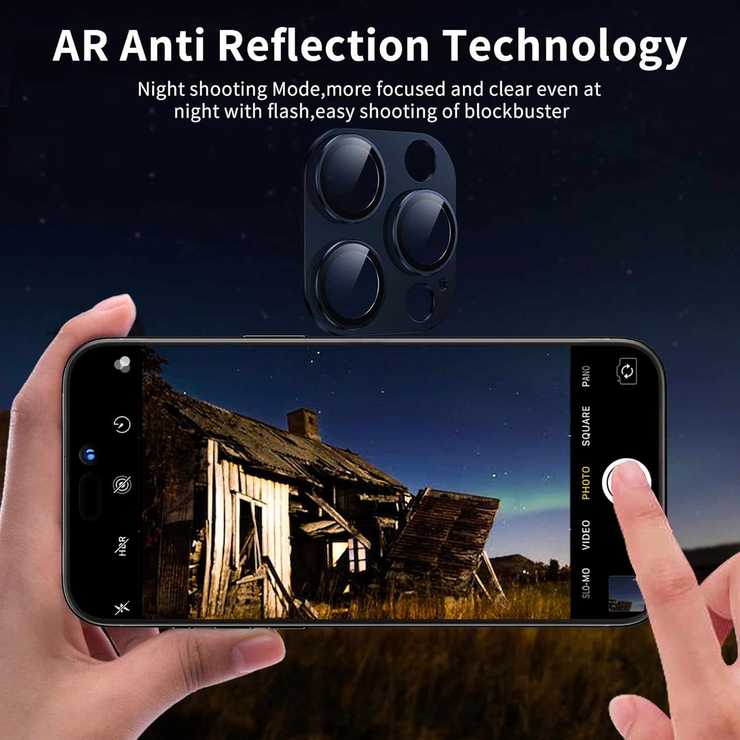 Carcasa Metalica Mata cu Folie din Sticla Securizata pentru Protectia Camerelor Foto, Compatibil iPhone 15 Pro si iPhone 15 Pro Max, Black Titanium