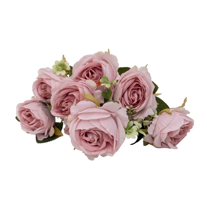 9 db műpünkösdi rózsa csokor, rózsaszín, H 40 cm, BSP / SL622_3