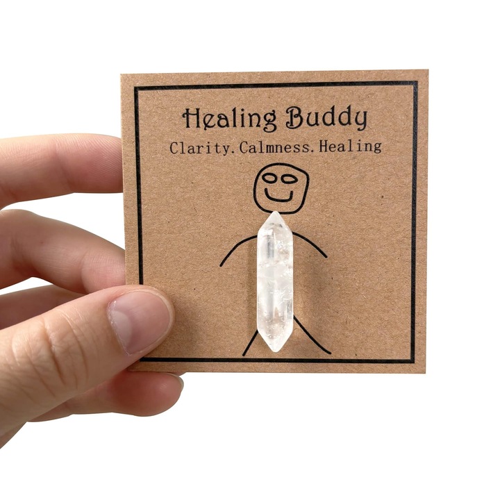 Átlátszó kvarckristály csecsebecse, természetes kristály készlet, 3,2x0,9 cm, fehér, ihletett ajándék