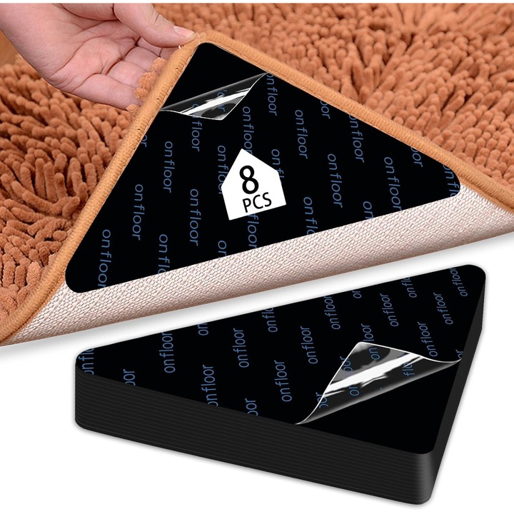 Antiderapante pentru covoare, KUNXIUJ, reutilizabile, 2mm grosime Set 8 clips