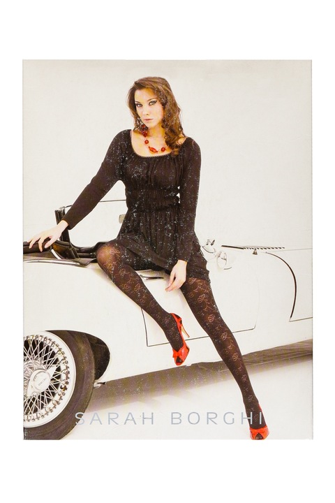 Dres din microfibra 3D, model geometric cu fir lucios, Sarah Borghi Helene, Negru