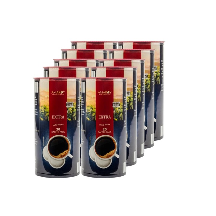 Пакет 10 кутии дози Amaroy Pads Extra, съвместими със Senseo, 200 броя, 144 гр