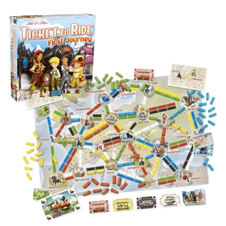 Ticket to Ride: The First Journey, настолна игра, 2-4 играчи, 6+ години, многоцветна