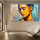 Vászonfestmény Modern absztrakt portré 9979, vászon 360g fa kereten 80cm x 100cm, Nappali, Hálószoba