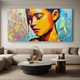Vászonfestmény Modern absztrakt portré 9979, vászon 360g fa kereten 80cm x 100cm, Nappali, Hálószoba