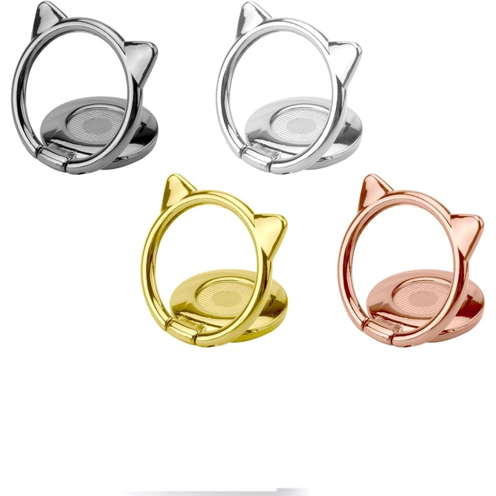 4 db gyűrűtartó készlet mobiltelefonhoz, forgatható 360x180, fém, többszínű