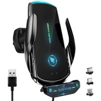 Suport auto pentru telefon, Jnerkert, incarcare rapida 15W, prindere automata, silicon antiderapant, compatibil cu toate telefoanele cu incarcare wireless