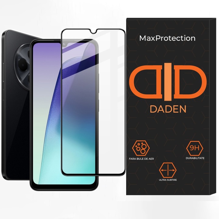 Стъклено фолио за Xiaomi Redmi 14C Daden MaxProtection, пълно покритие, професионална защита, ултра устойчиво, премиум качество