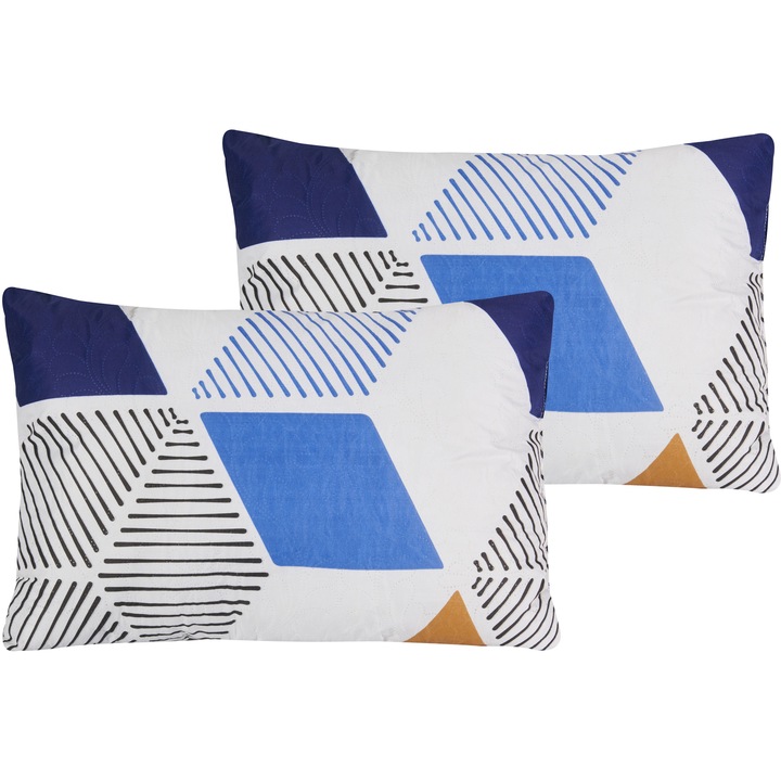 Set 2 perne matlasate Luxury Saphire Somnart, 50x70x20 cm, poliester, umplutura fibre siliconizate, multicolor