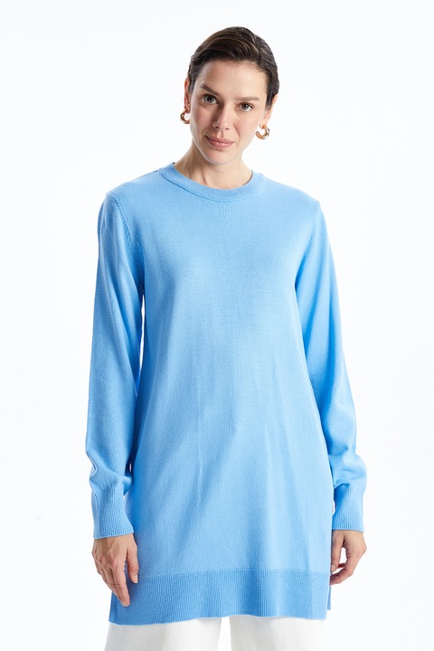 LC WAIKIKI, Rochie-pulover lejera cu decolteu la baza gatului, Albastru glaciar, M