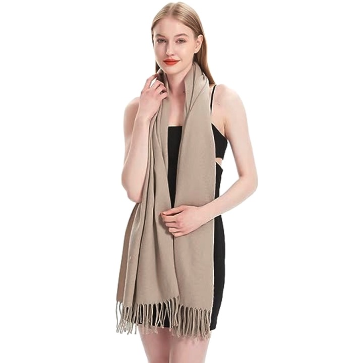 Esarfa unisex, Stofa, Bej, 200x70cm