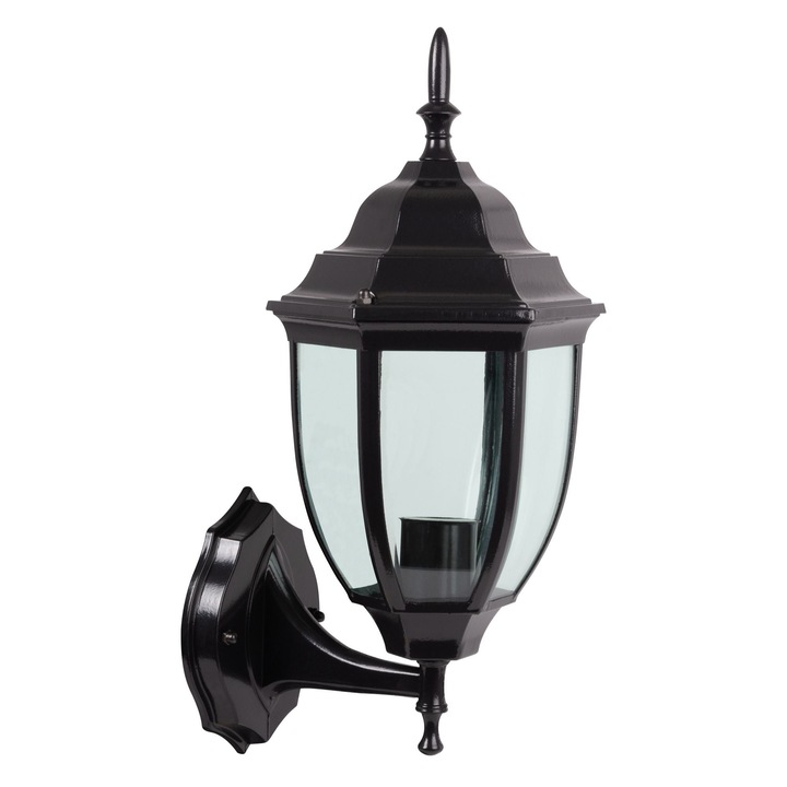 Външен аплик Corinth, 1 x E27, 60 W, IP44, ориентиран нагоре, черен
