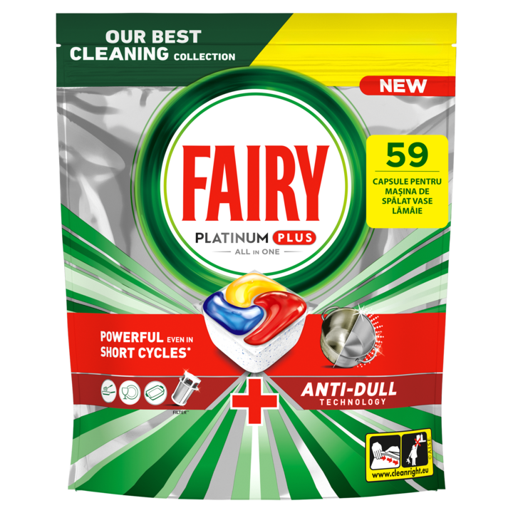 Таблетки за съдомиялна машина Fairy Platinum Plus, 59 измивания