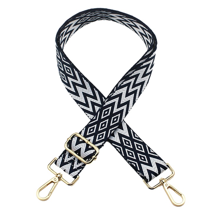 QttvbTna állítható vállpánt, fehér/fekete, poliészter, 3,8x85x145cm