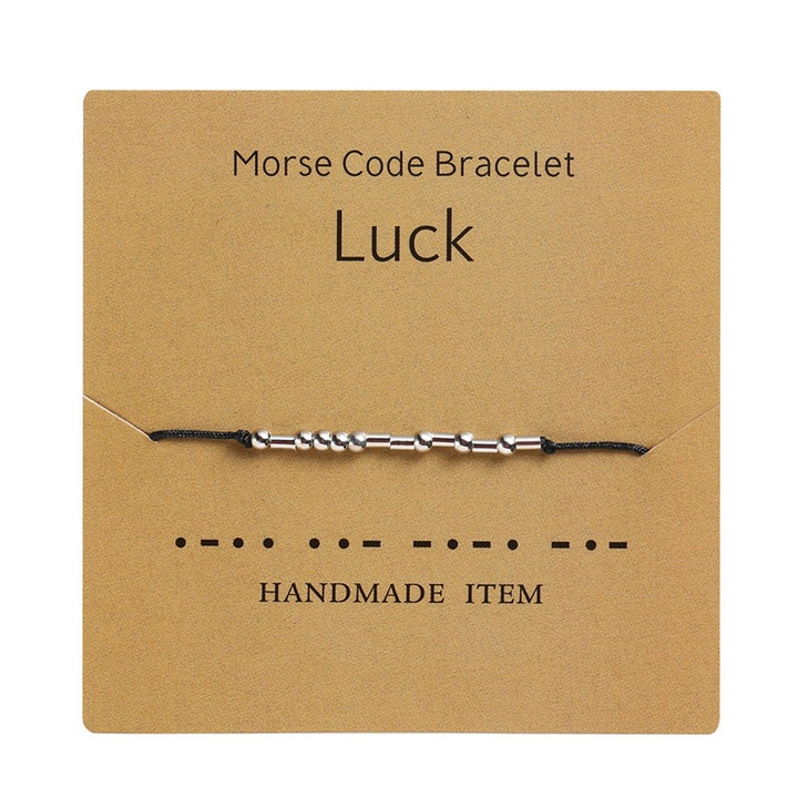 Bratara ajustabila cu cod Morse, design minimalist, neagra, 16x28cm