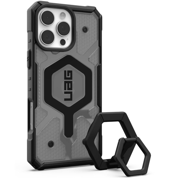Предпазен калъф UAG Pathfinder, Clear MagSafe за iPhone 16 Pro Max, Ash/Black Stand