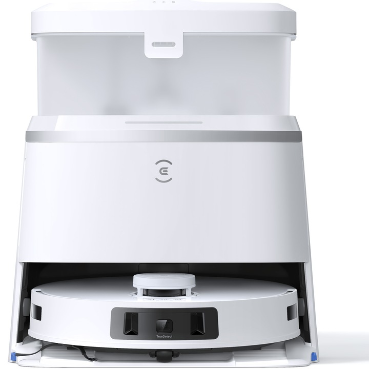 Прахосмукачка робот Ecovacs DEEBOT T30 PRO OMNI, Прахосмукачка и моп, OMNI станция, 11000Pa, Автономност 290 мин, Контейнер за прах 300 мл, Контейнер за вода 55 мл, 5200 mAh, Контрол на приложението, 70°C Hot Mop Washing, Auto Mop Lifting 9 мм, Бял