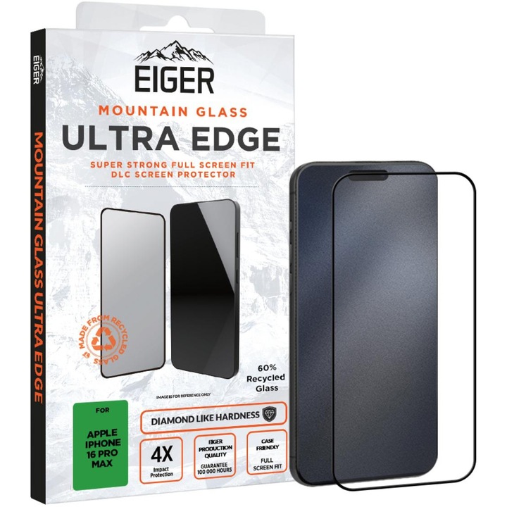 Защитно фолио Eiger Mountain Glass Ultra glass за iPhone 16 Pro Max, Clear