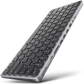 Tastatura Axagon HMC-KB-US, HUB USB, SD/ microSD, HDMI, PD, layout US, Negru