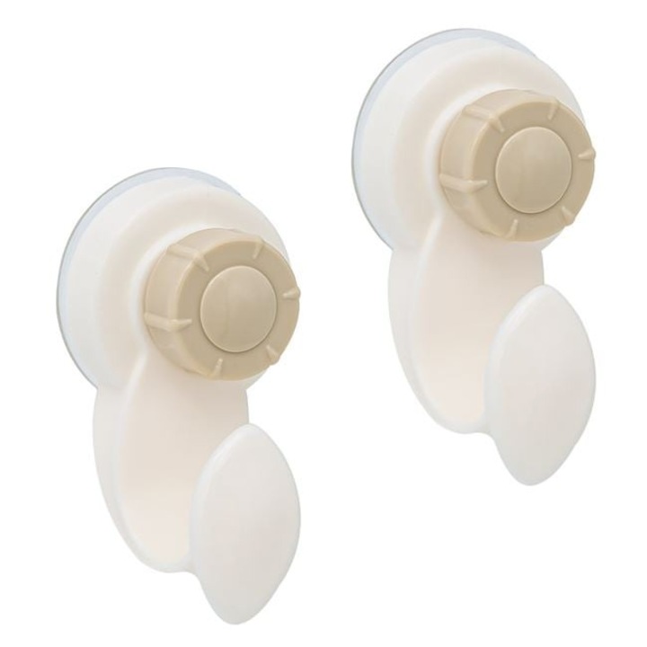 Set 2 cuiere Antbro® din plastic alb cu ventuza, greutate max.suportata pana la 1kg