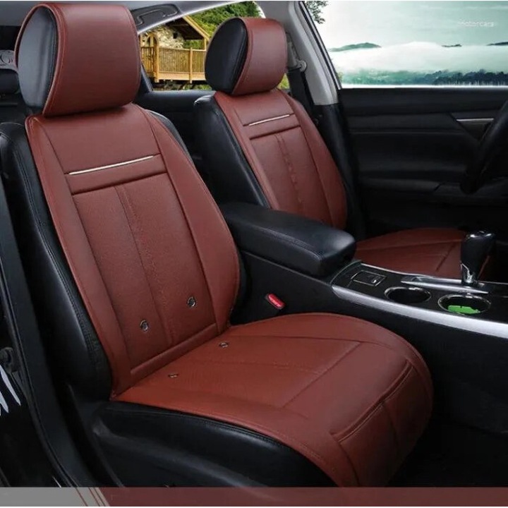 Husa auto, WALALLA, 3 in 1, 12v, Pentru racire si incalzire, masaj, Universala, Cu telecomanda, Culoare Maro Roscat