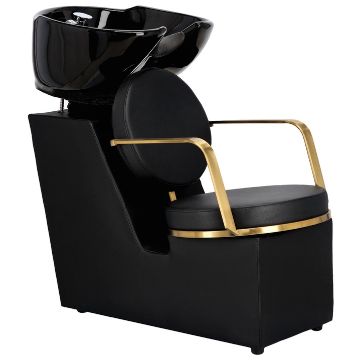 Scaun spalare par Calissimo, negru, piele ecologica/ceramica, pentru salon