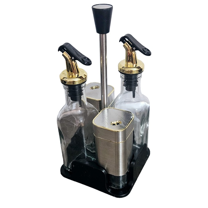 Oliviera 4 piese ulei/otet si sare/piper din sticla