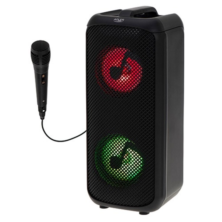 Портативна колонка ADLER с радио, функция караоке, RGB LED, 2x5W, 1500mAh