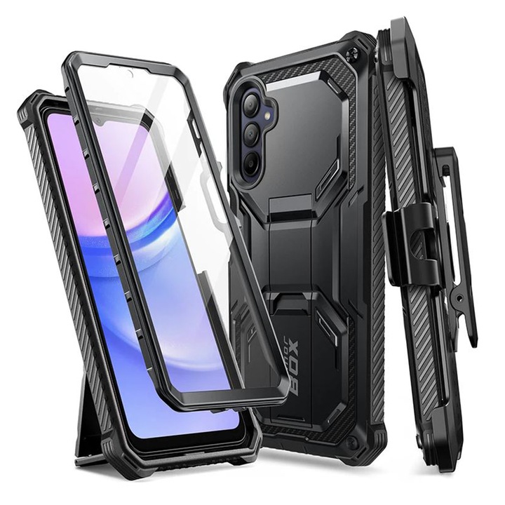 Husa Cu Grad Ridicat de Protectie pentru Samsung Galaxy A15 4G/A15 5G + Folie, Petite Tuds, A47, Hard Plastic, Intense Dark
