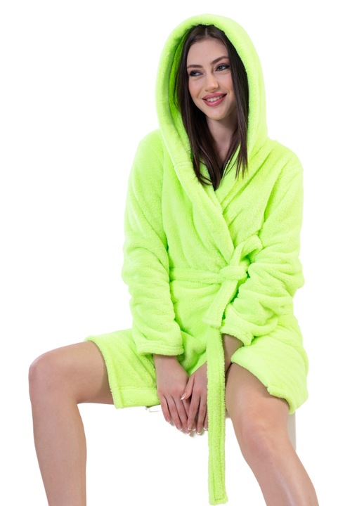 Halat de baie pentru dama, Galben, Verde, Multicolor, Wellsoft, Verde/Galben/Multicolor
