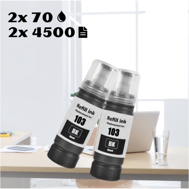 Set 5 Flacoane cerneala, Premium Economy, pentru Epson 103/101/102/104 CMYK, 140 ml negru, 70 ml CMY, compatibil cu EcoTank L1110, L1250, L3100, L3110, L3150, L3160, L3210, L3211, L3250, L3251, L3256, L519