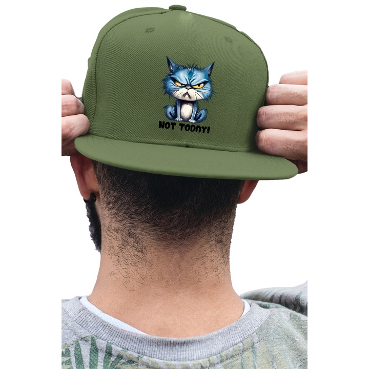 Sapca rap unisex cu imprimeu, Not today model 2, Bumbac, Kaki, S