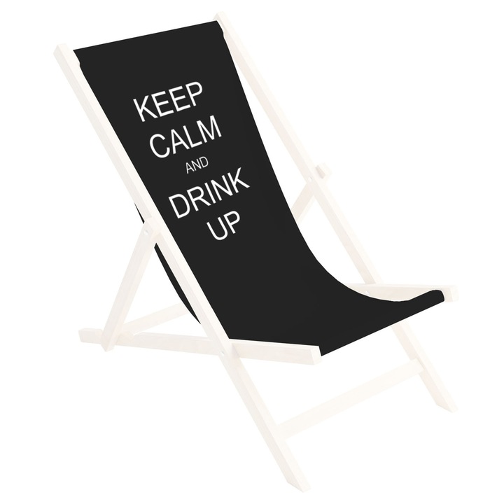 Kerti szék ülés, cserélhető szövet nyugágyhoz, strandszékhez, 131x44, Keep Calm