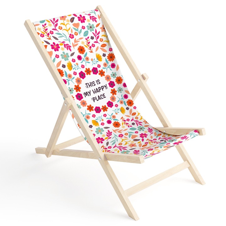Kerti szék ülés, cserélhető szövet nyugágyhoz, strandszékhez, 110x44, Happy Place