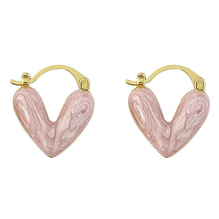 Cercei dama, model cute cu inimioare, tematica lovely lady, roz, EFAYN