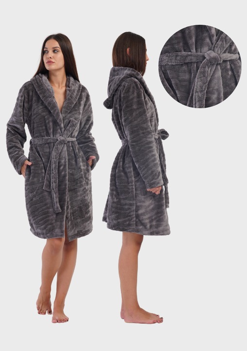Halat de baie, pentru dama, Gri, Wellsoft, Gri