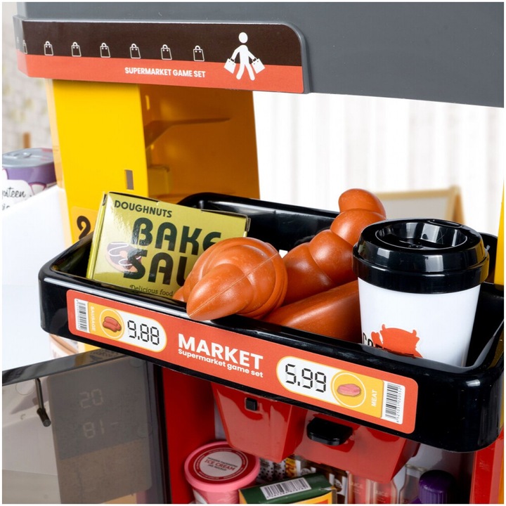 Supermarket cu Frigider Cos Casa de marcat Scanner si 54 accesorii