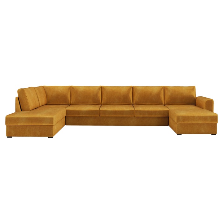 Coltar rabatabil Szafran Large, MIRJAN24, stanga, galben, 186x370x85 cm