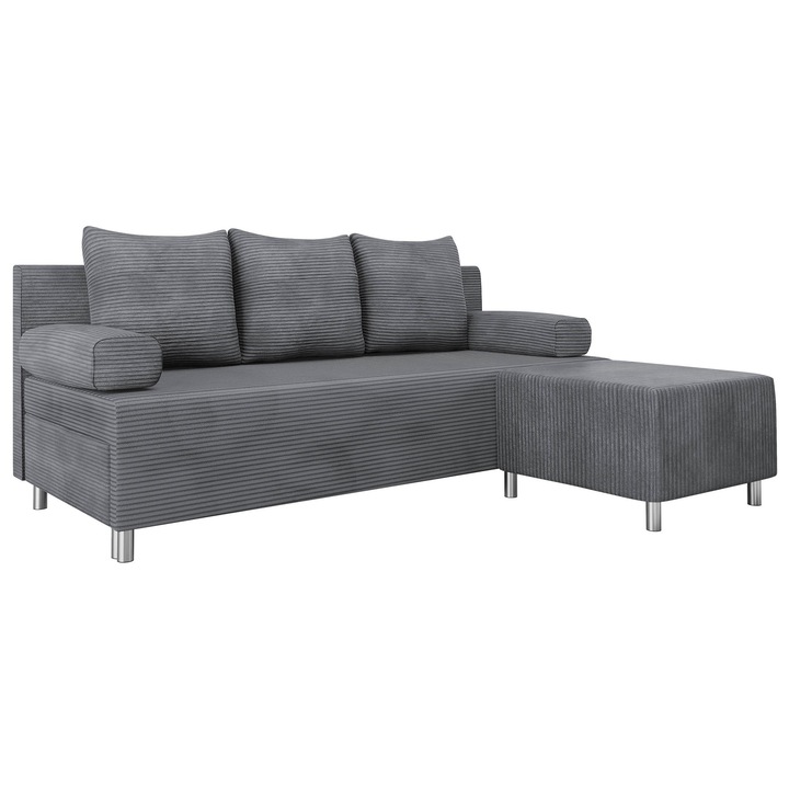 Canapea Don Reiat + taburet, MIRJAN24, antracit, 80x192x86 cm