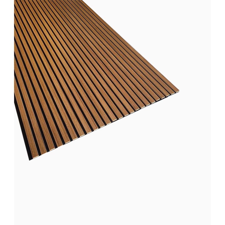 Panou decorativ, riflaj acustic, tec, MDF, 280x100x1.3 cm