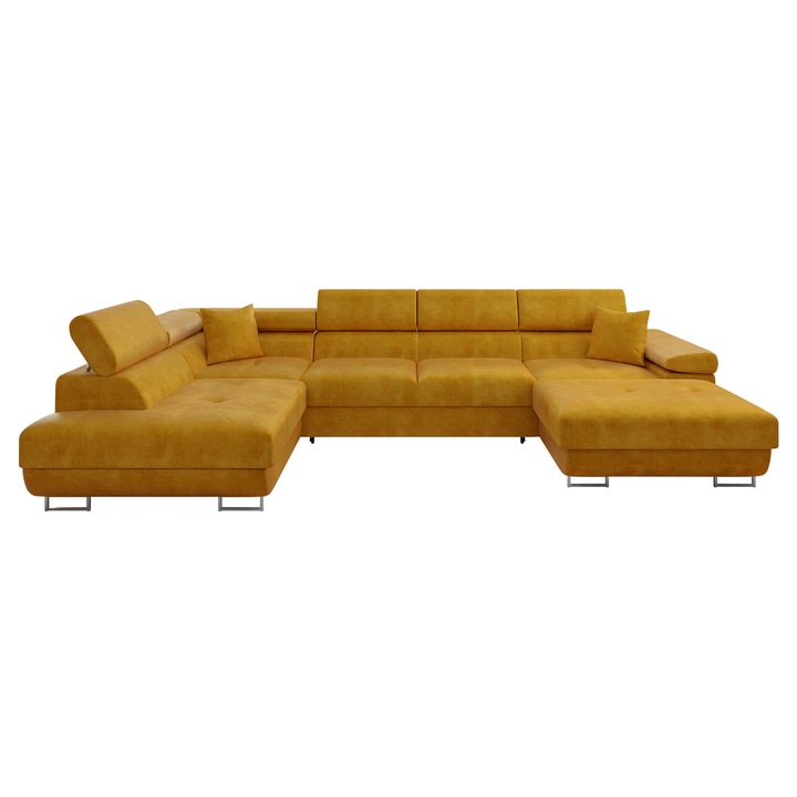 Coltar rabatabil Torezio Bis, MIRJAN24, stanga, galben, 203x346x70 cm