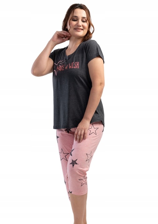 Pijamale de dama din bumbac, Vienetta, marime mare, PD592, Gri