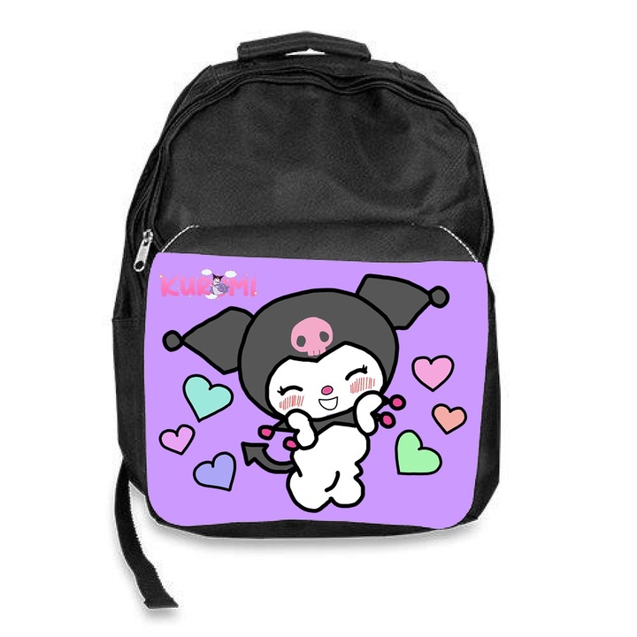 Ghiozdan scoala kuromi cartoon, negru, 30x45x17cm