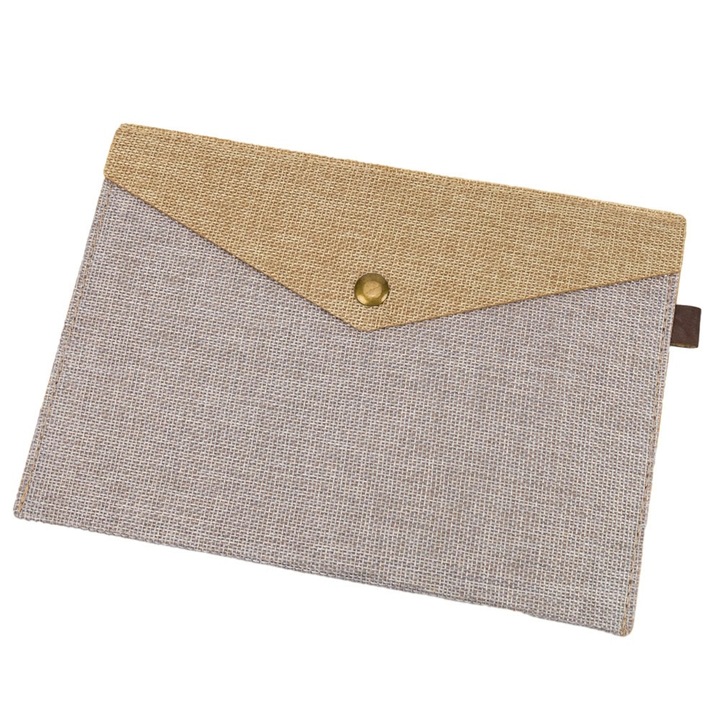 Plic textil cu capsa magnetica - gri - 23x16.5cm, Createur