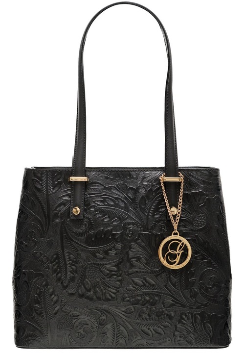 Geanta de umar din piele, Glamorous by Glam, neagra, noua colectie